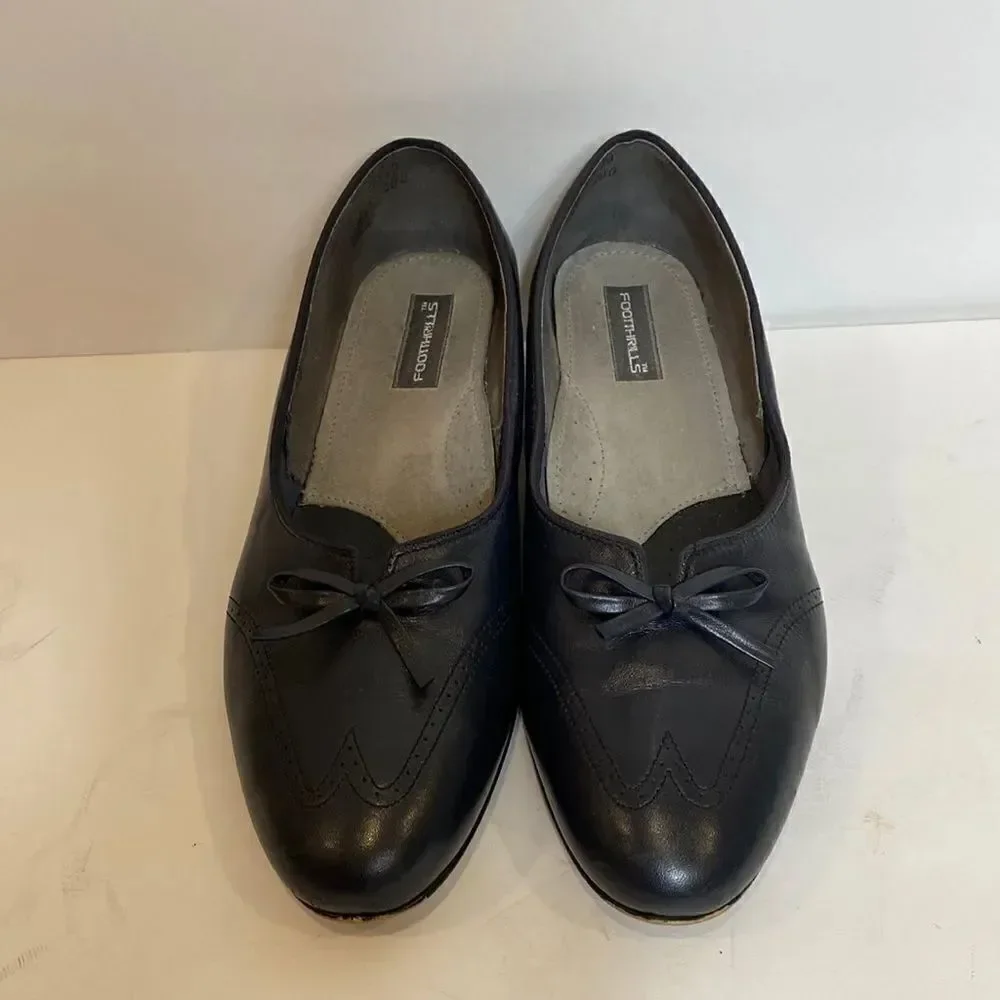 Footthrills black wingtip classic leather pumps size 7.5